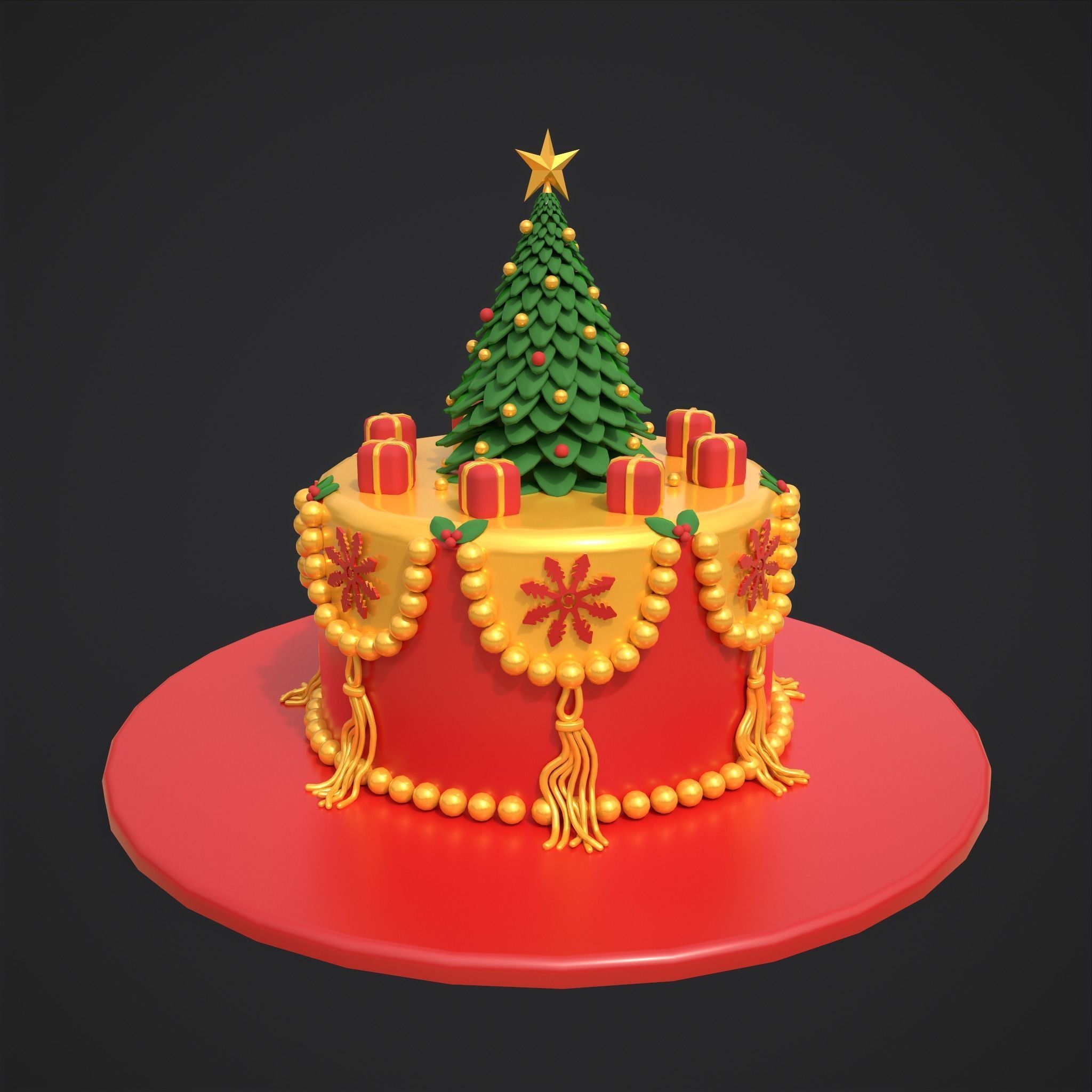 Christmas Tree Cake 3D model_31