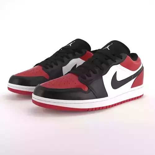 Jordan 1 Low Bred Toe PBR  Low-poly 3D model