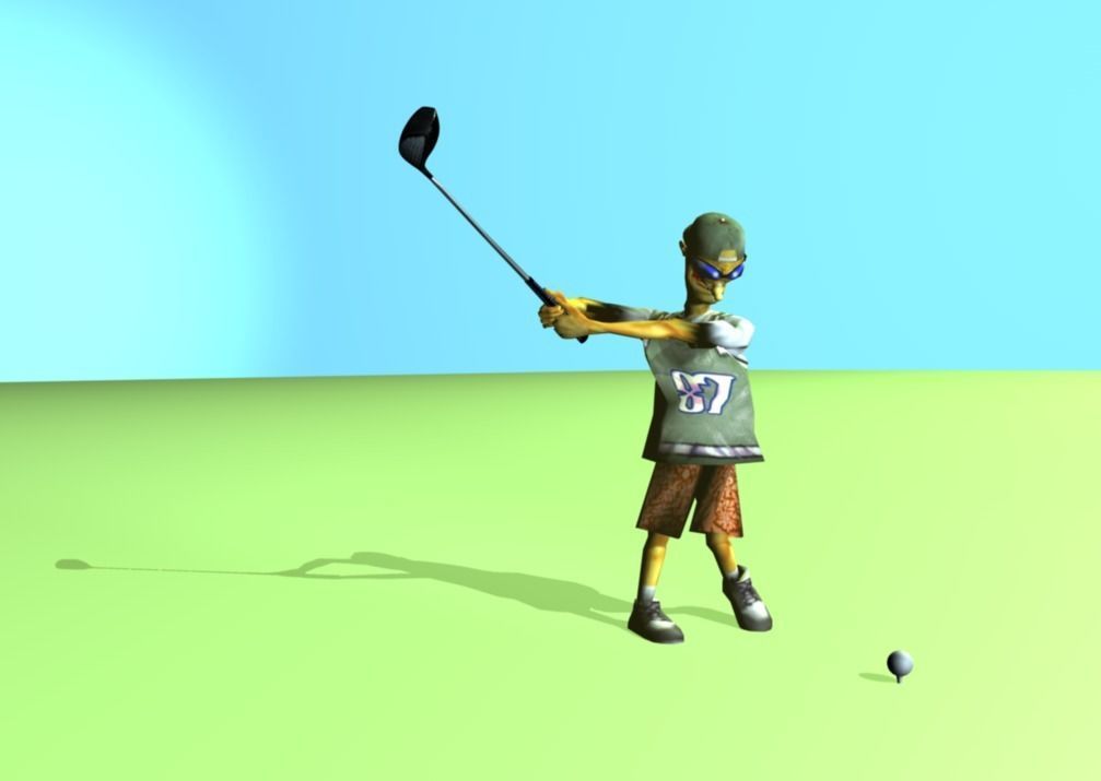 Cartoon Golfer Low-poly 3D model_13