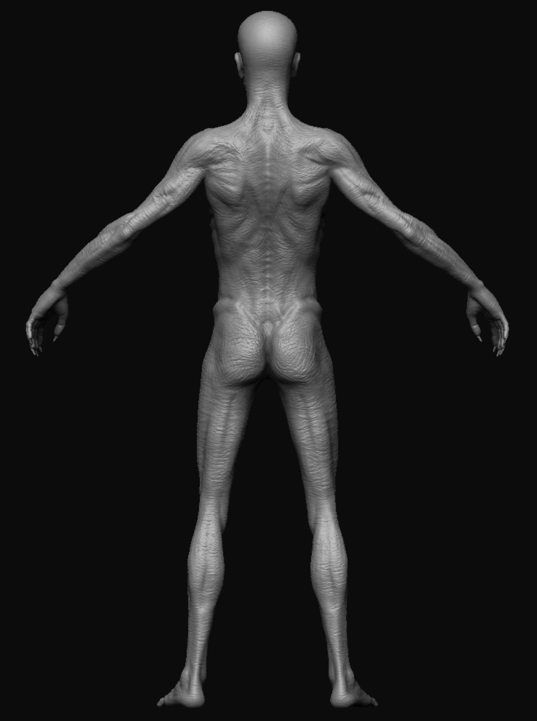 High poly zombie model skeleton with arms and legs 3D model_4
