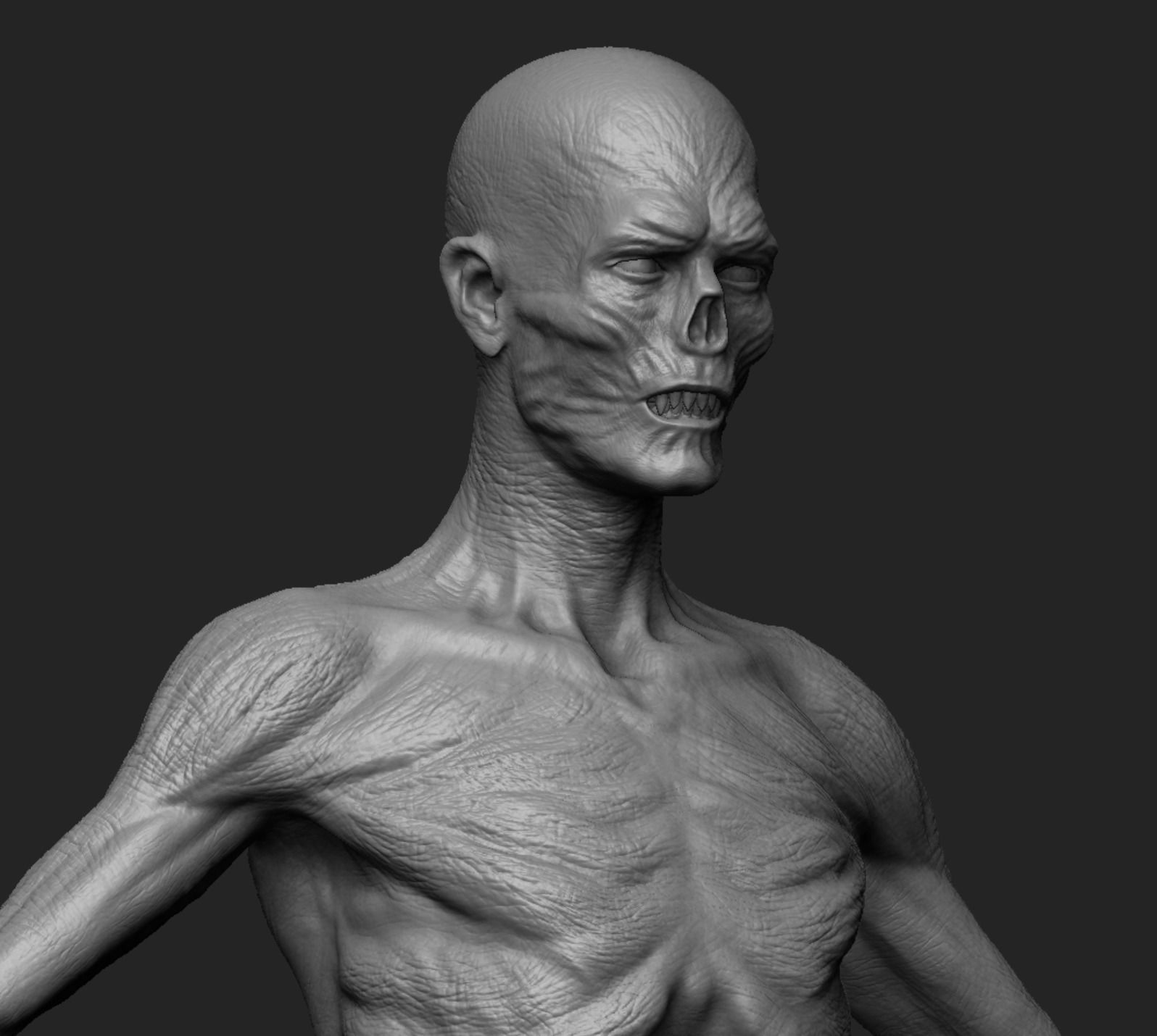 High poly zombie model skeleton with arms and legs 3D model_2