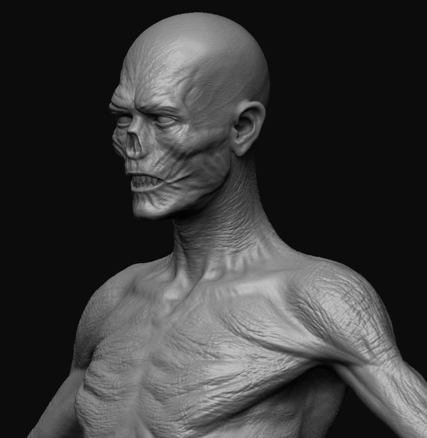 High poly zombie model skeleton with arms and legs 3D model_5