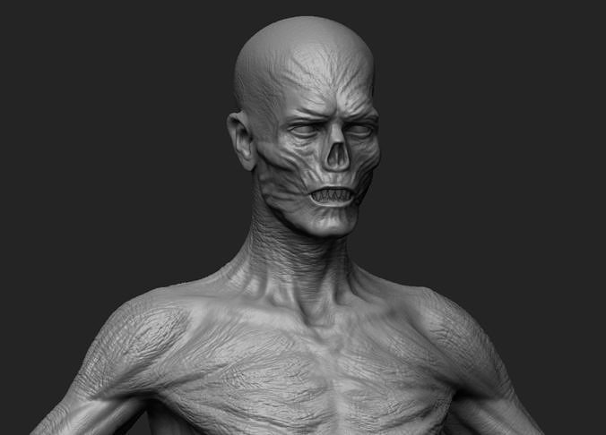 High poly zombie model skeleton with arms and legs 3D model