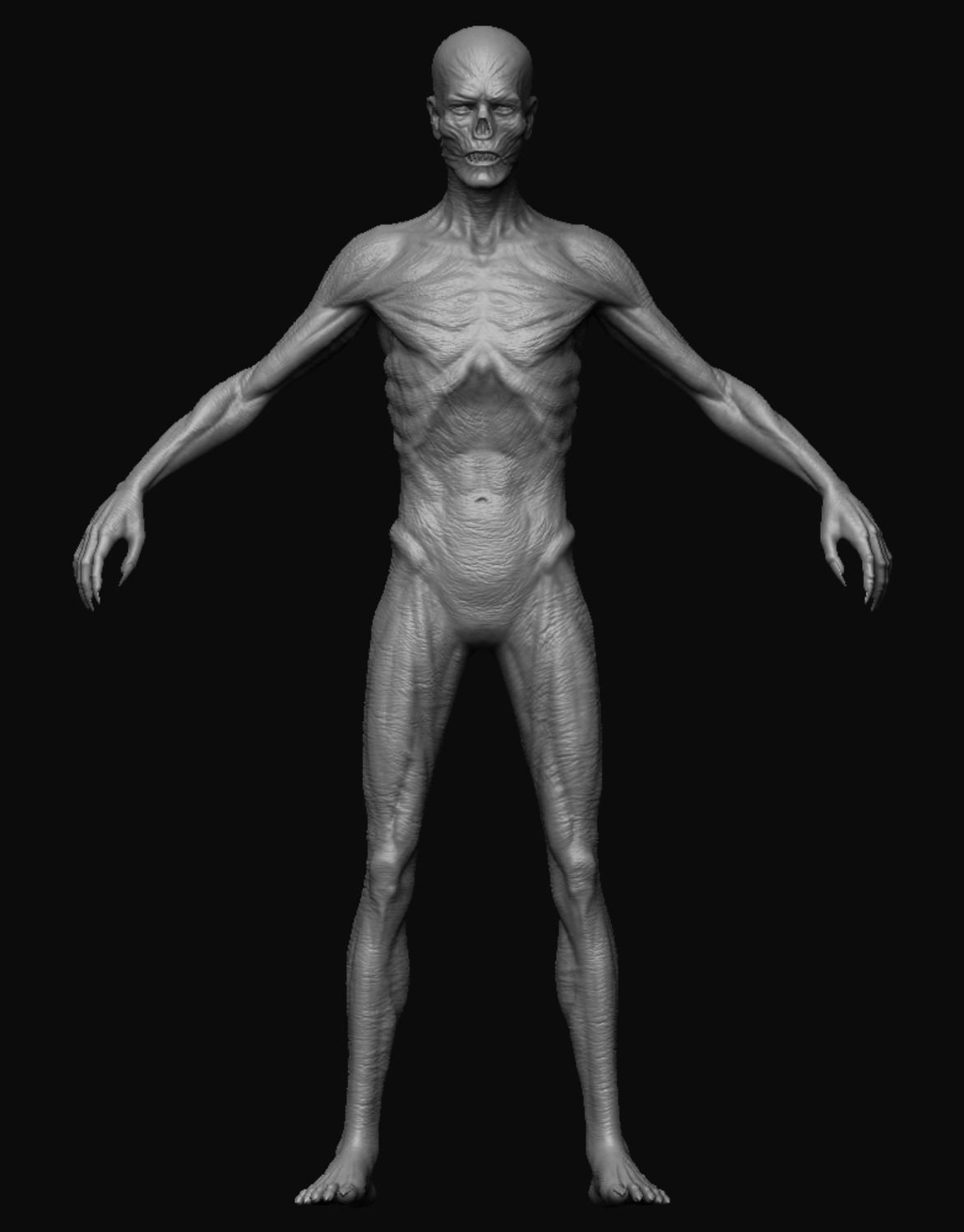 High poly zombie model skeleton with arms and legs 3D model_3