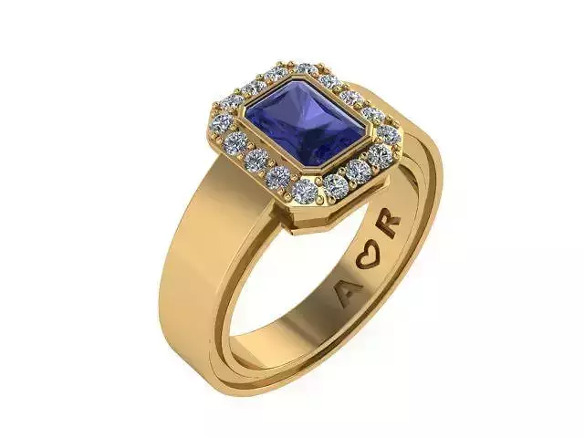 Emerald Cut Sapphire Golden Ring