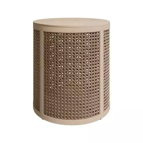 Modern Round End Table with Storage Rattan Side Table 