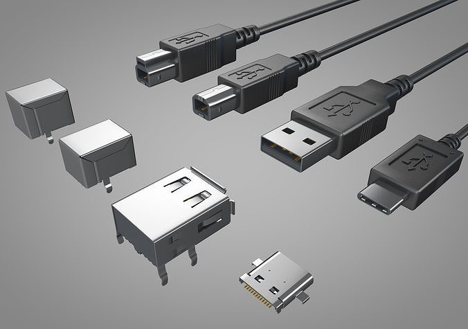 USB connectors Pack 3D model