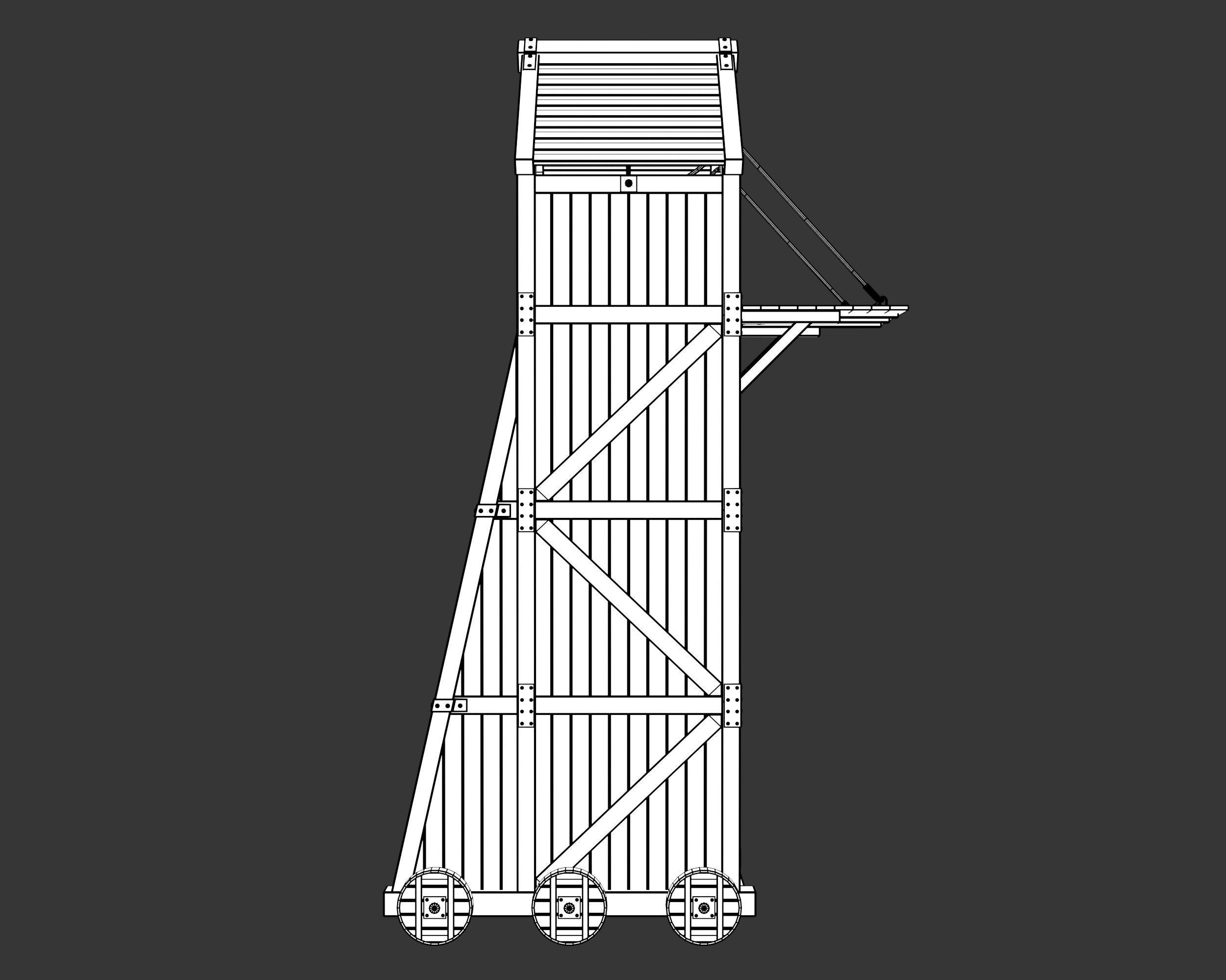Medieval Siege Engine Tower Low-poly 3D model_12