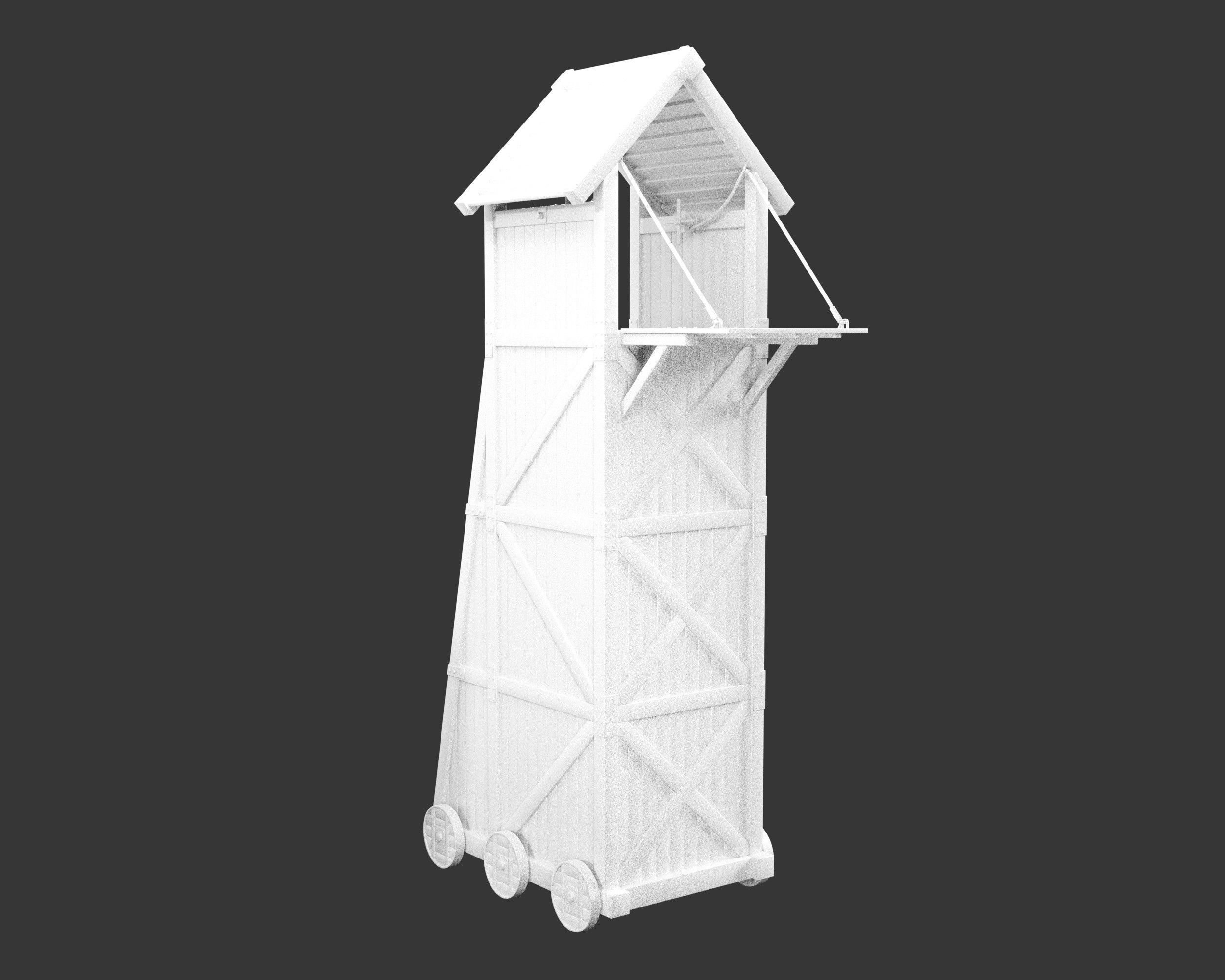 Medieval Siege Engine Tower Low-poly 3D model_5