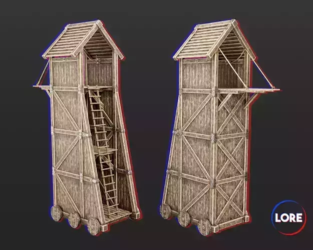 Medieval Siege Engine Tower Low-poly 3D model