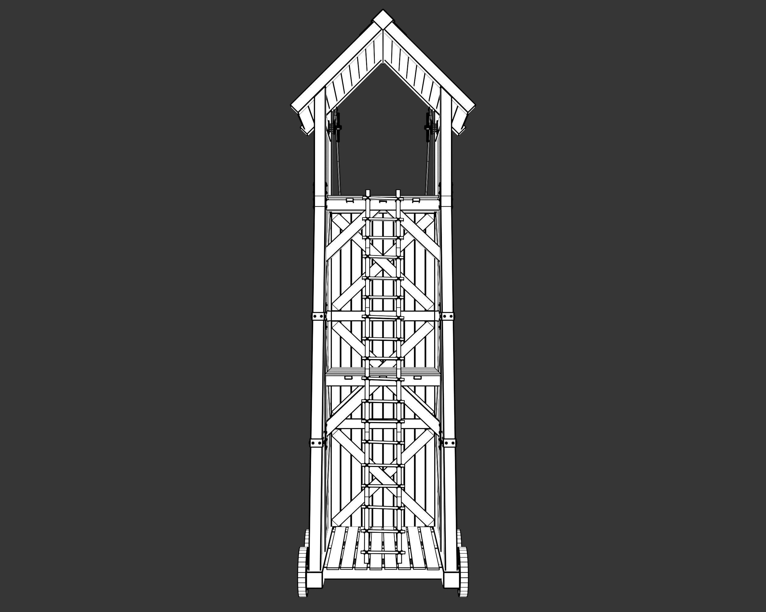 Medieval Siege Engine Tower Low-poly 3D model_15