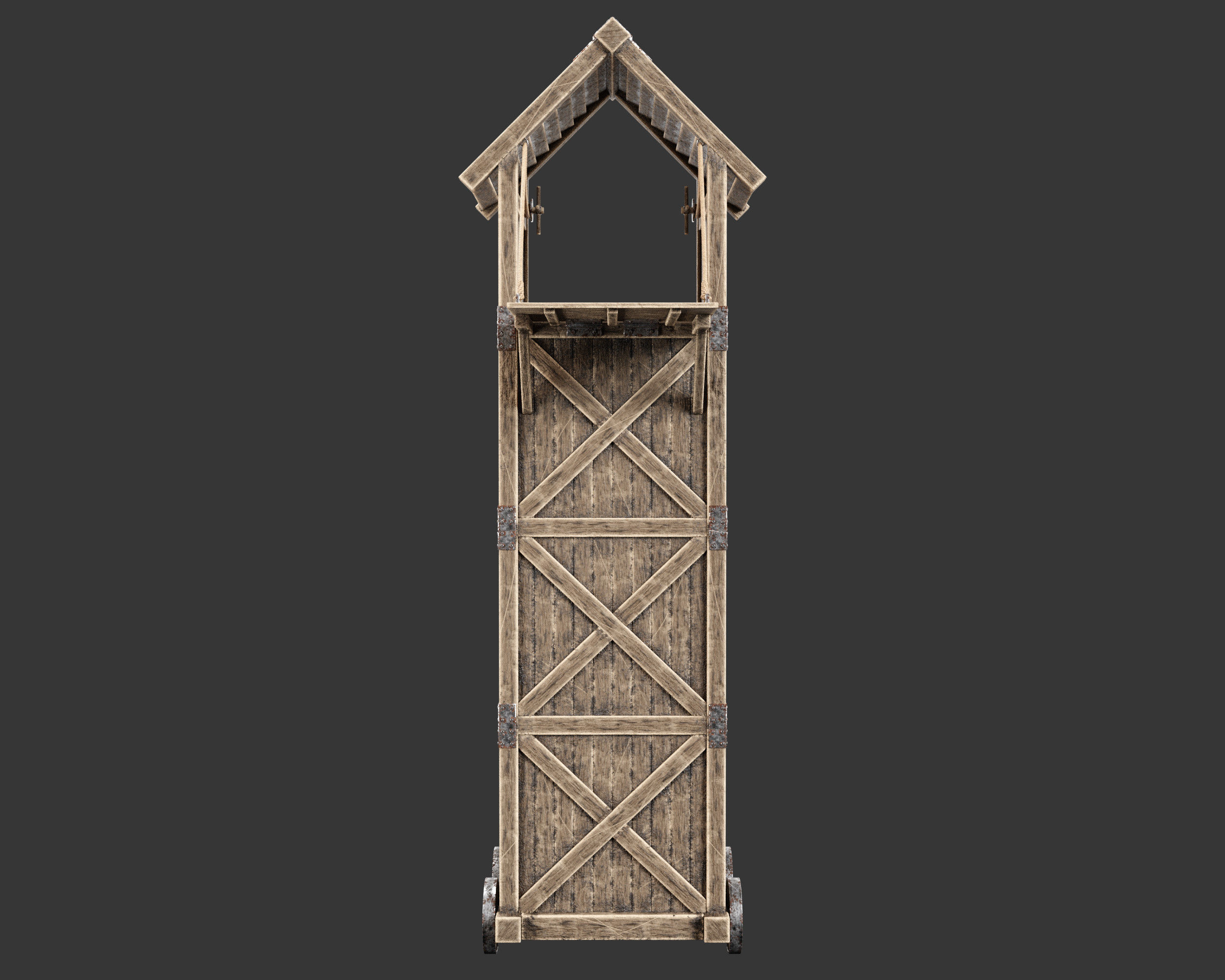 Medieval Siege Engine Tower Low-poly 3D model_7