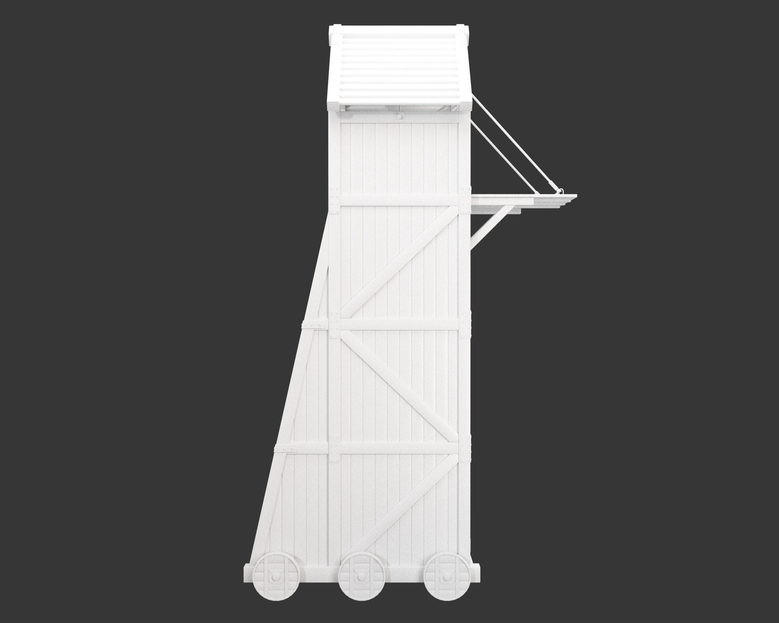Medieval Siege Engine Tower Low-poly 3D model_11