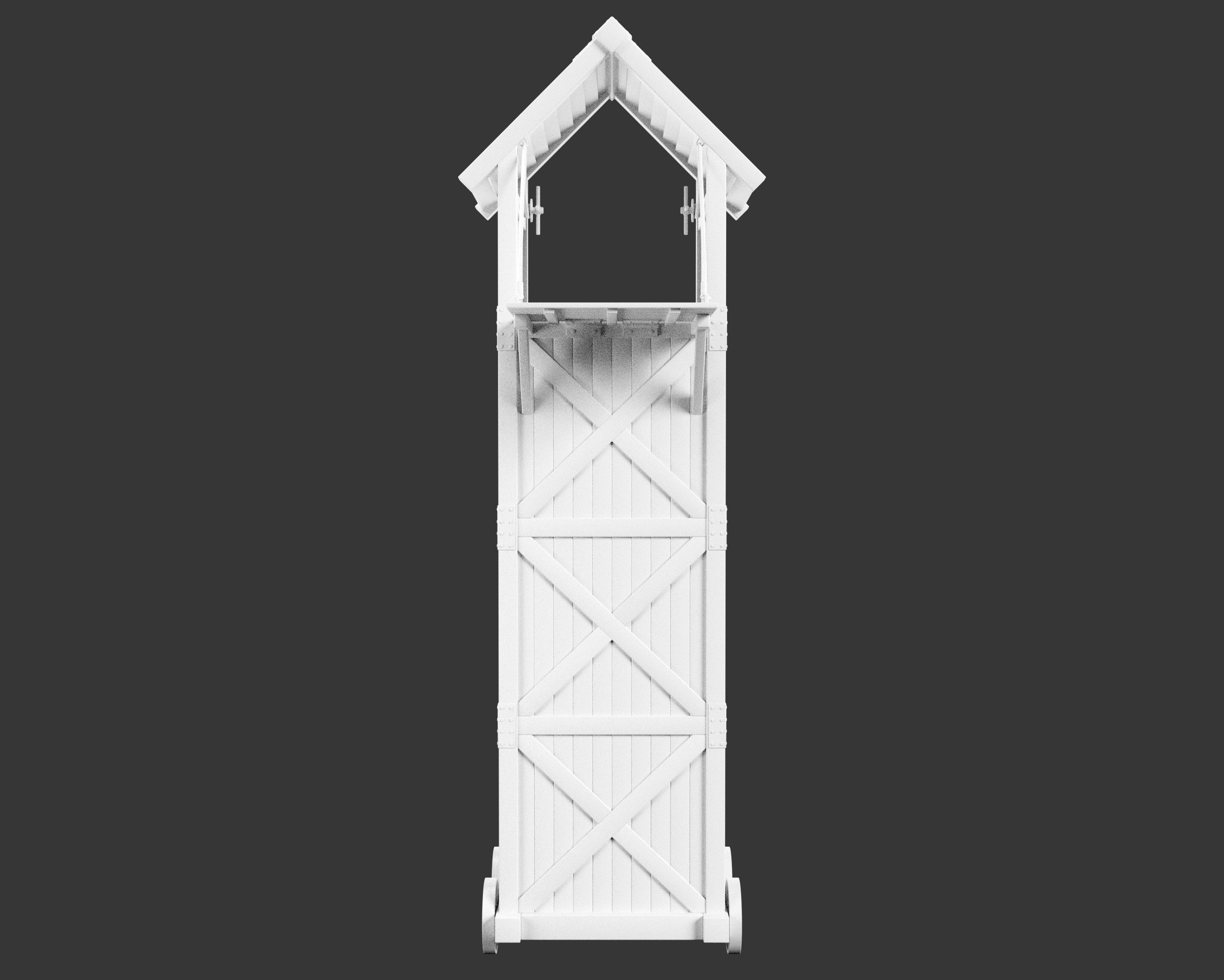 Medieval Siege Engine Tower Low-poly 3D model_8