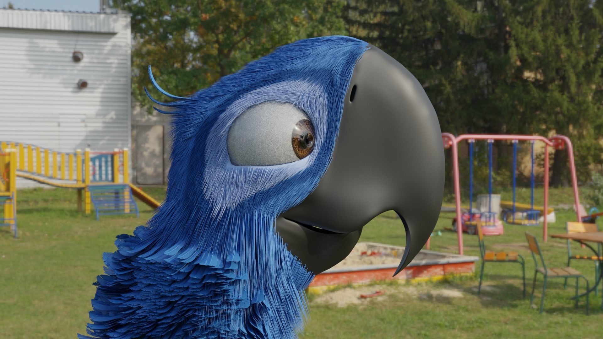 Blue Macaw 3D model_2