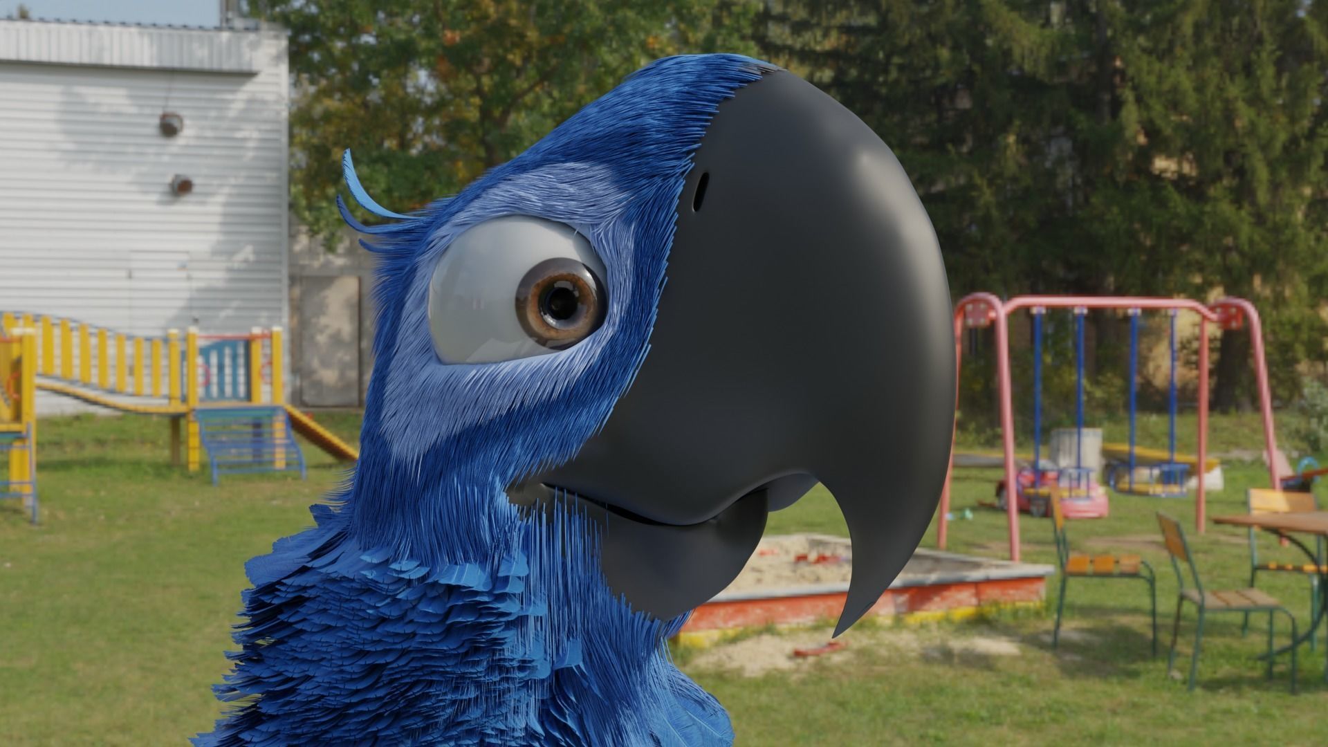 Blue Macaw 3D model_3