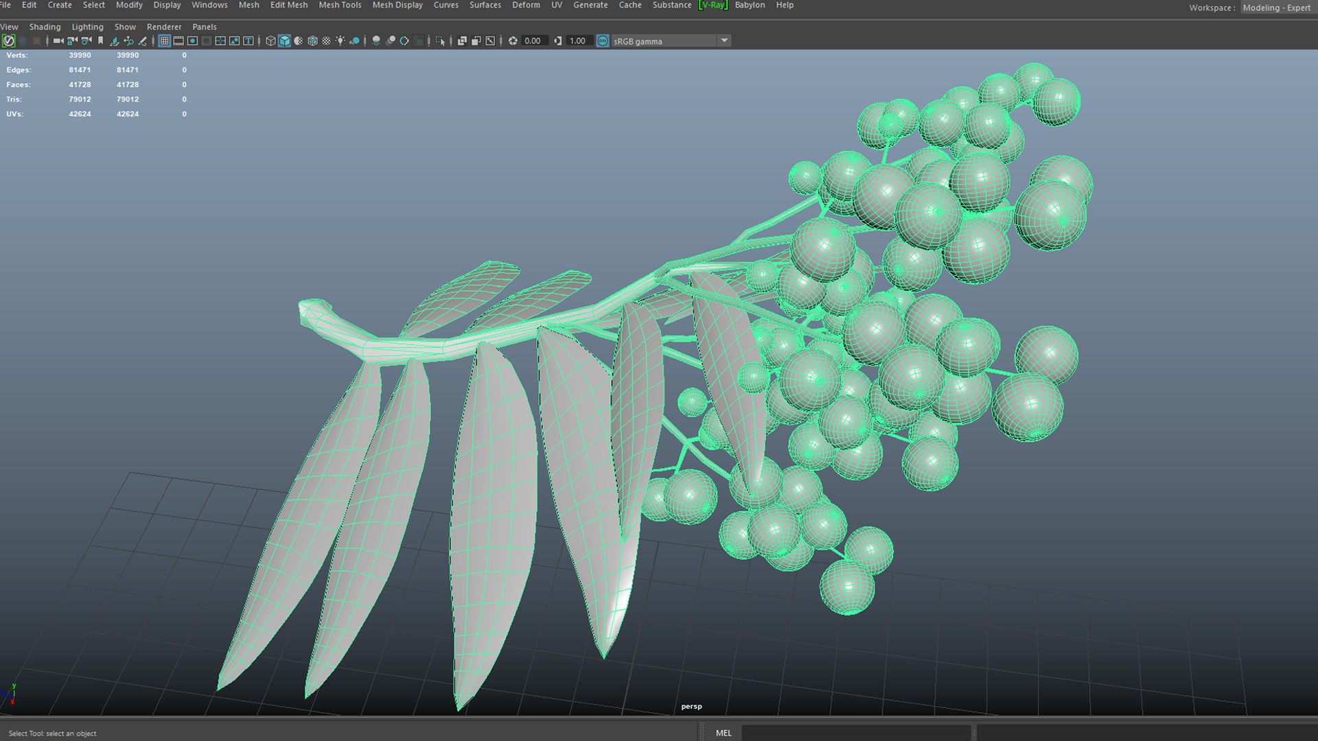 Longan tree branch  Free low-poly 3D model_4