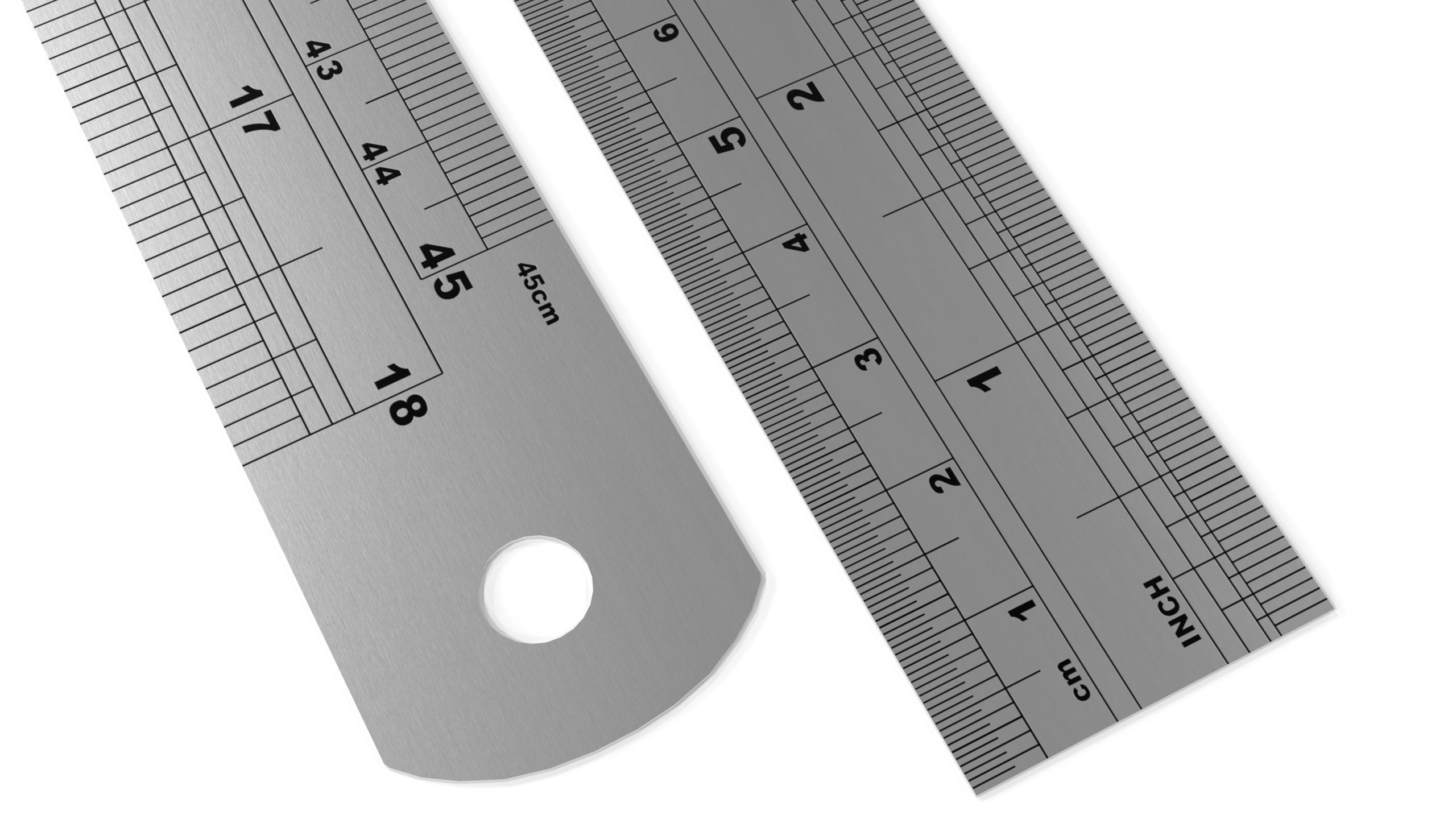 Steel Ruler Low-poly 3D model_2