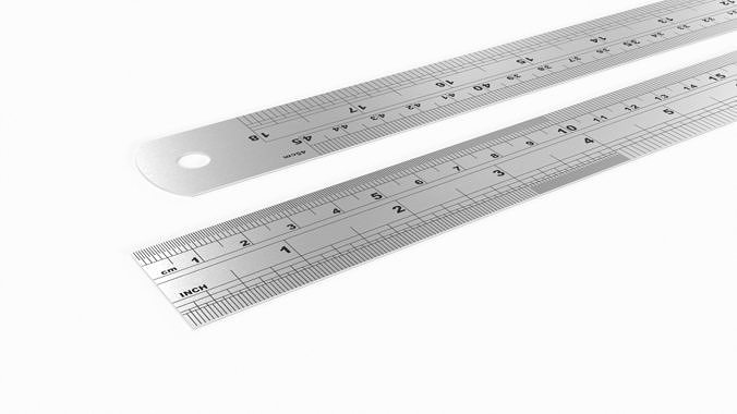 Steel Ruler Low-poly 3D model