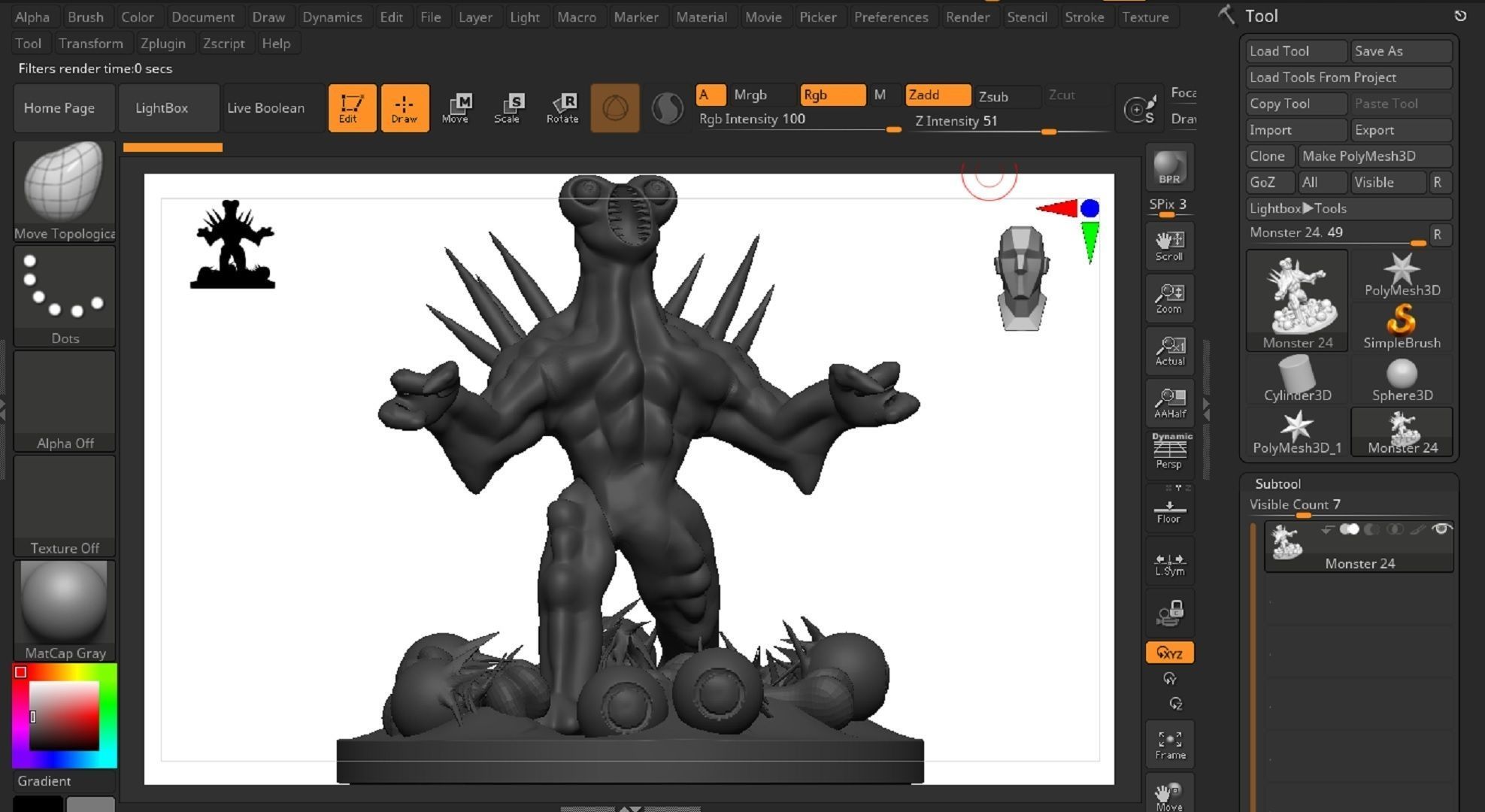 Monster figurine of zombie 3D model_14
