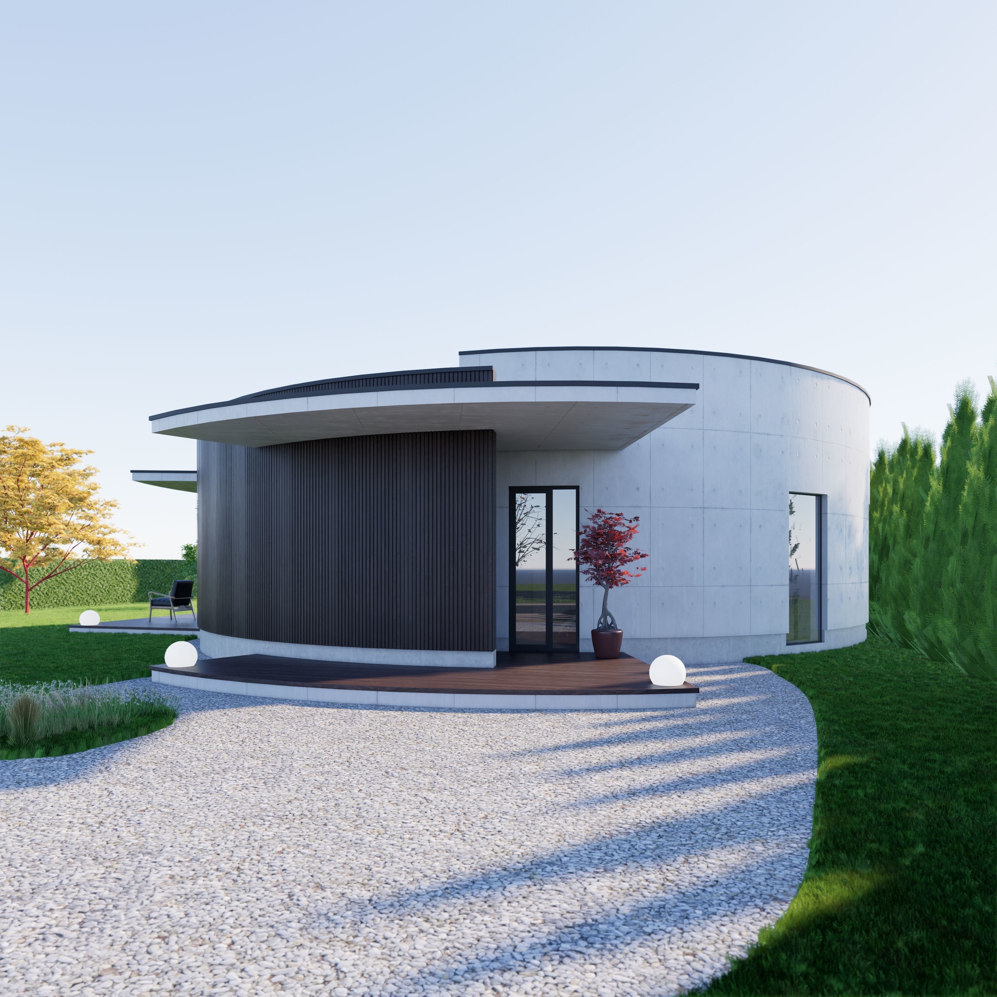 Family House 14 - Created with fully parametric Revit Families Low-poly 3D model_2