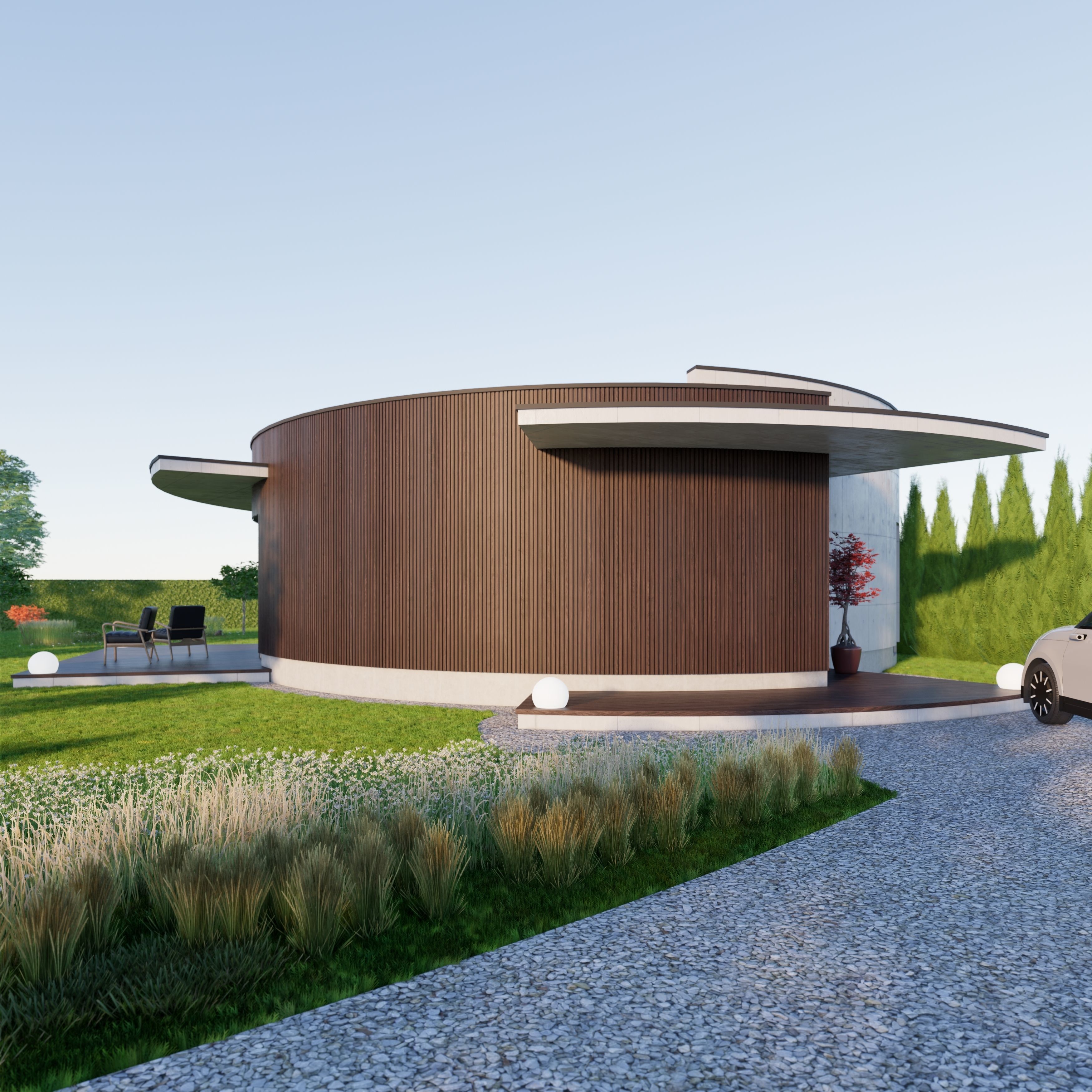 Family House 14 - Created with fully parametric Revit Families Low-poly 3D model_1