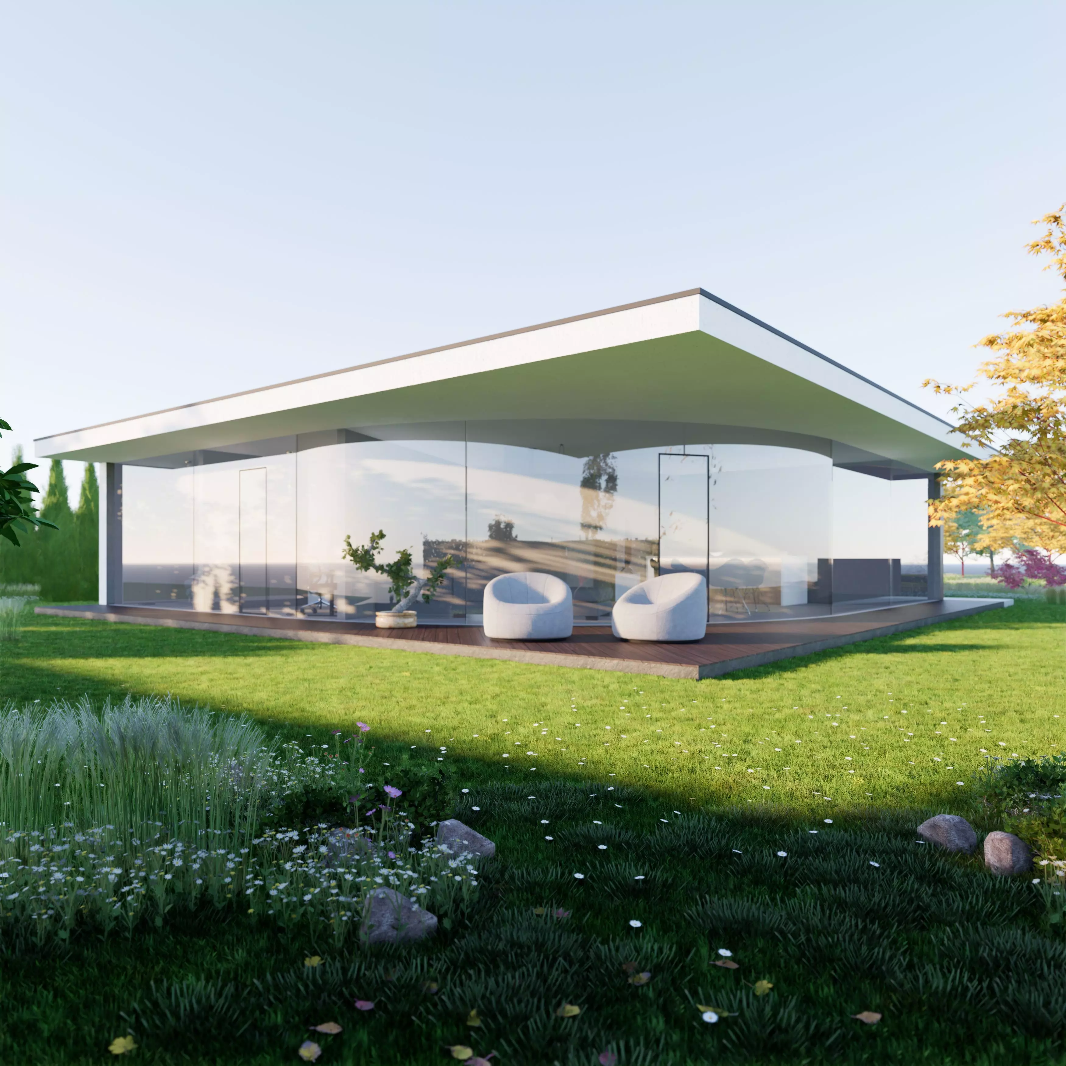Family House 15 - Created with fully parametric Revit Families Low-poly 3D model_0