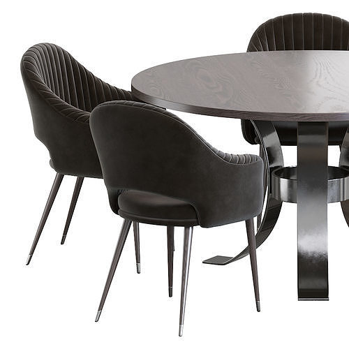 Deephouse  chair and Massimo Wood Top Dining Table 3D model 6
