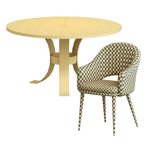 Deephouse  chair and Massimo Wood Top Dining Table 3D model 5
