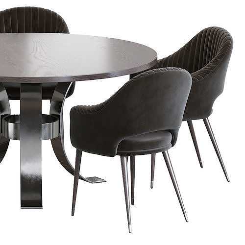 Deephouse  chair and Massimo Wood Top Dining Table 3D model 7