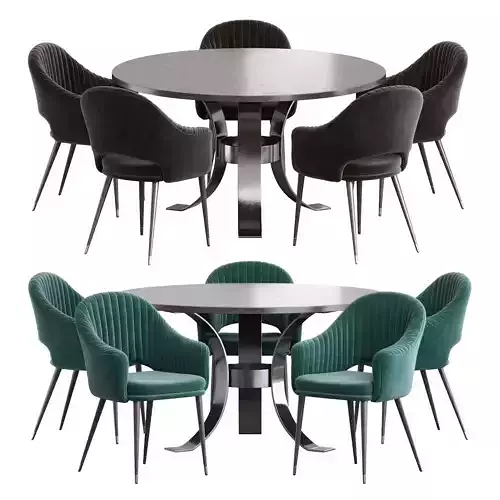 Deephouse chair and Massimo Wood Top Dining Table 3D model