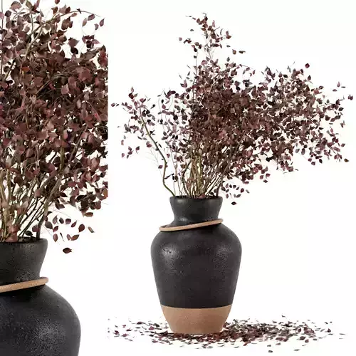 Indoor Dried Plants in Concrete Pot - Set 15