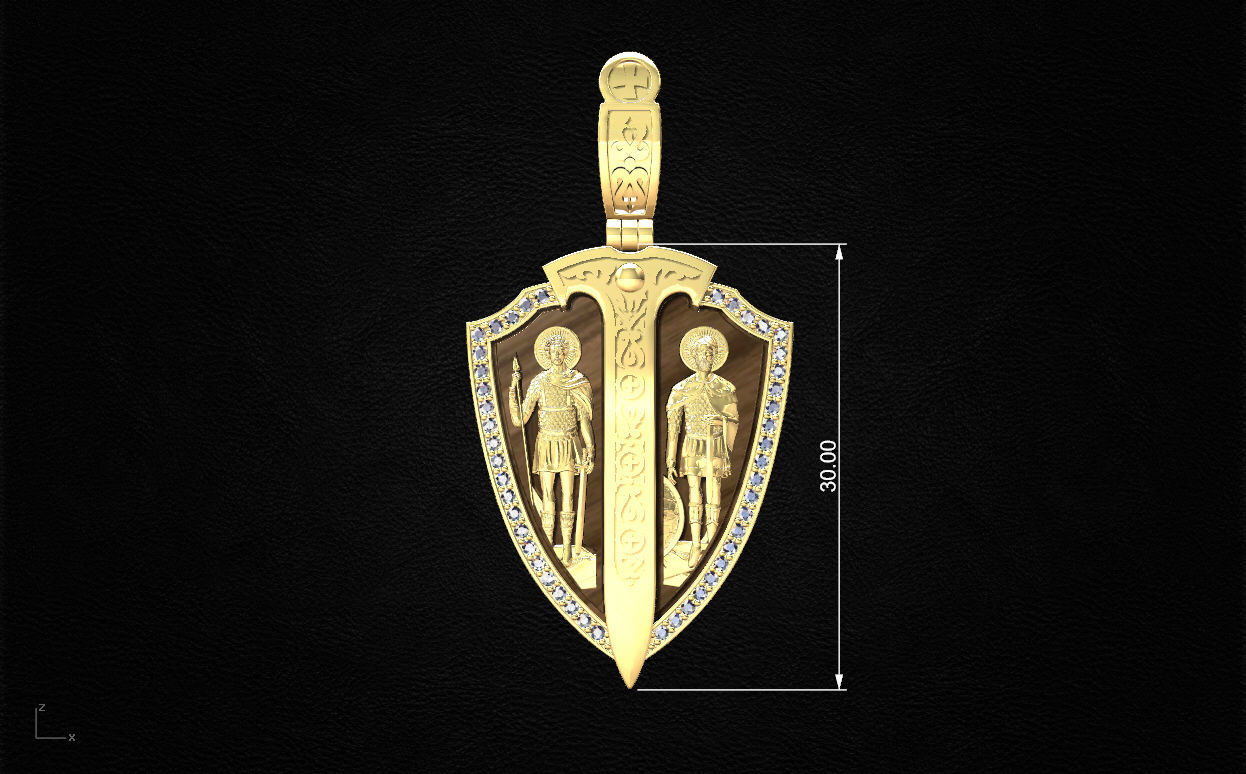 Shield pendant  3D print model_2
