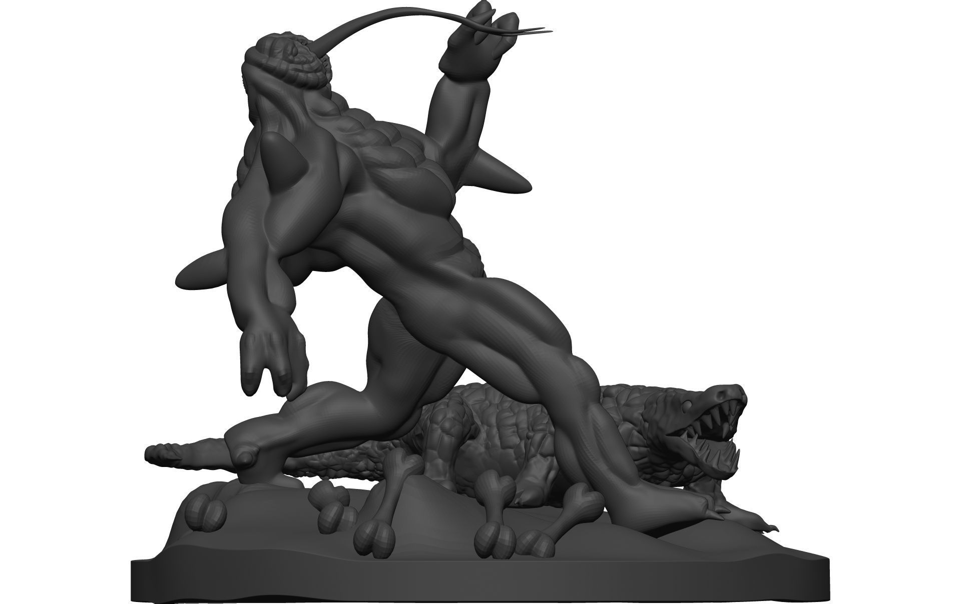 Monster figurine of man and crocodile 3D model_7