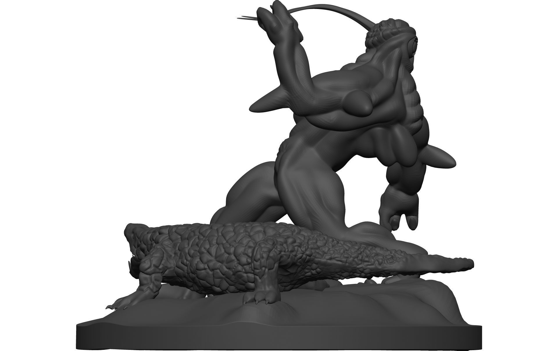 Monster figurine of man and crocodile 3D model_3
