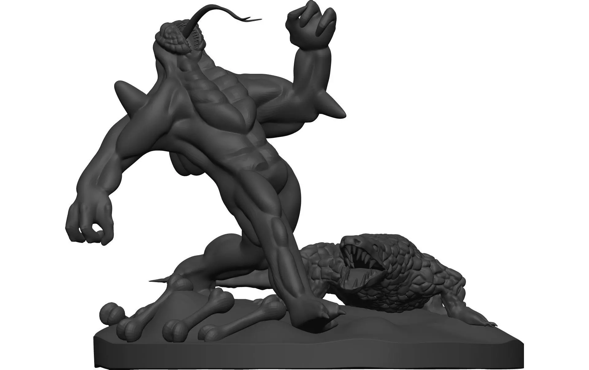 Monster figurine of man and crocodile 3D model_0