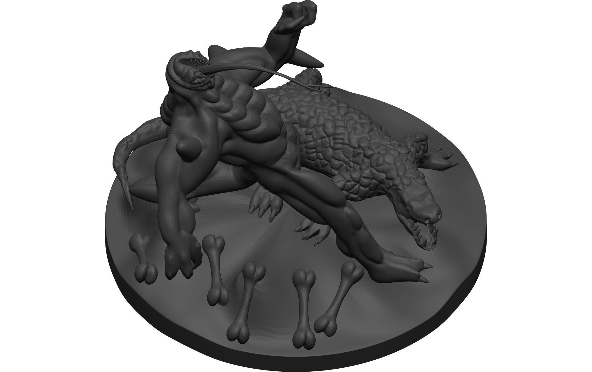 Monster figurine of man and crocodile 3D model_15