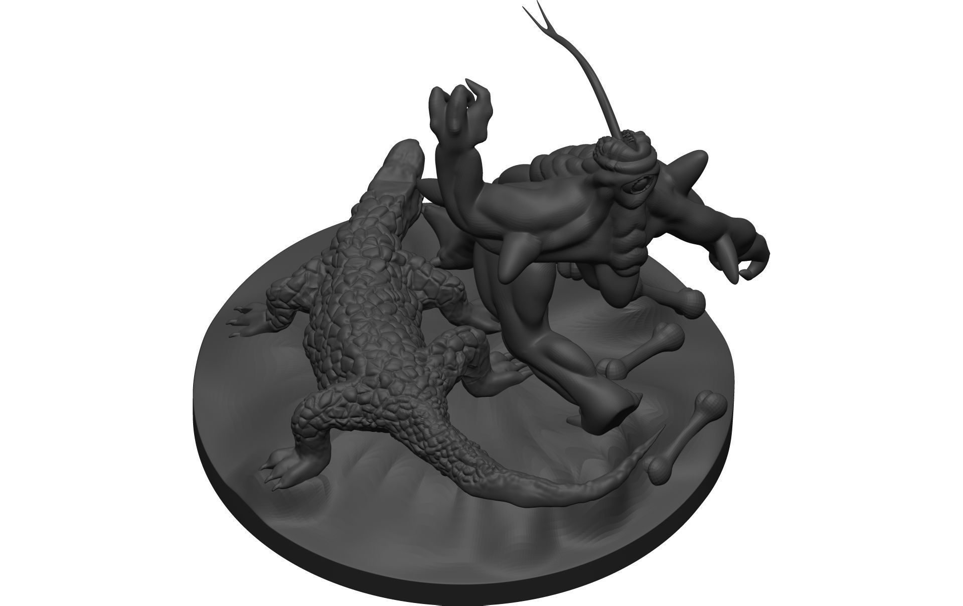 Monster figurine of man and crocodile 3D model_12