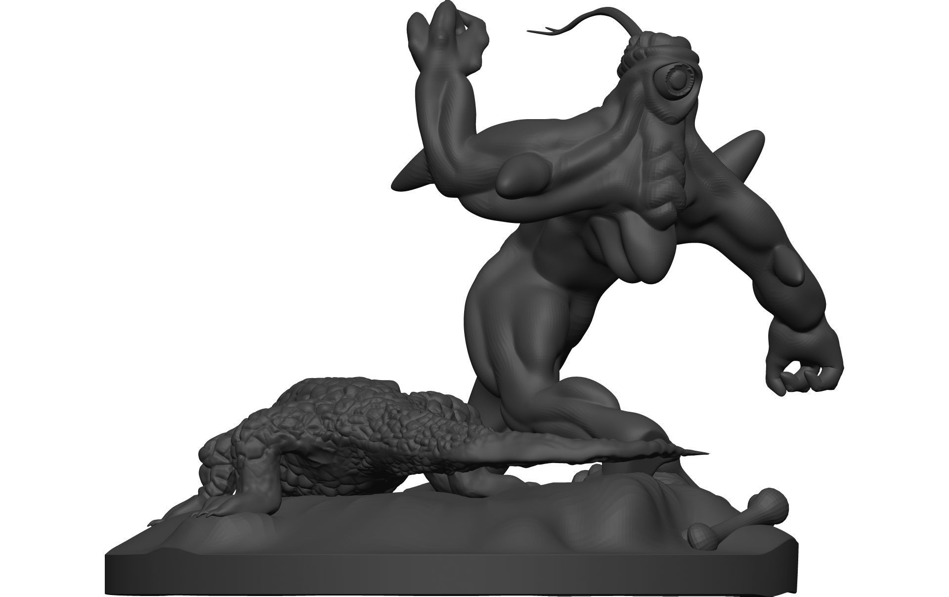 Monster figurine of man and crocodile 3D model_4