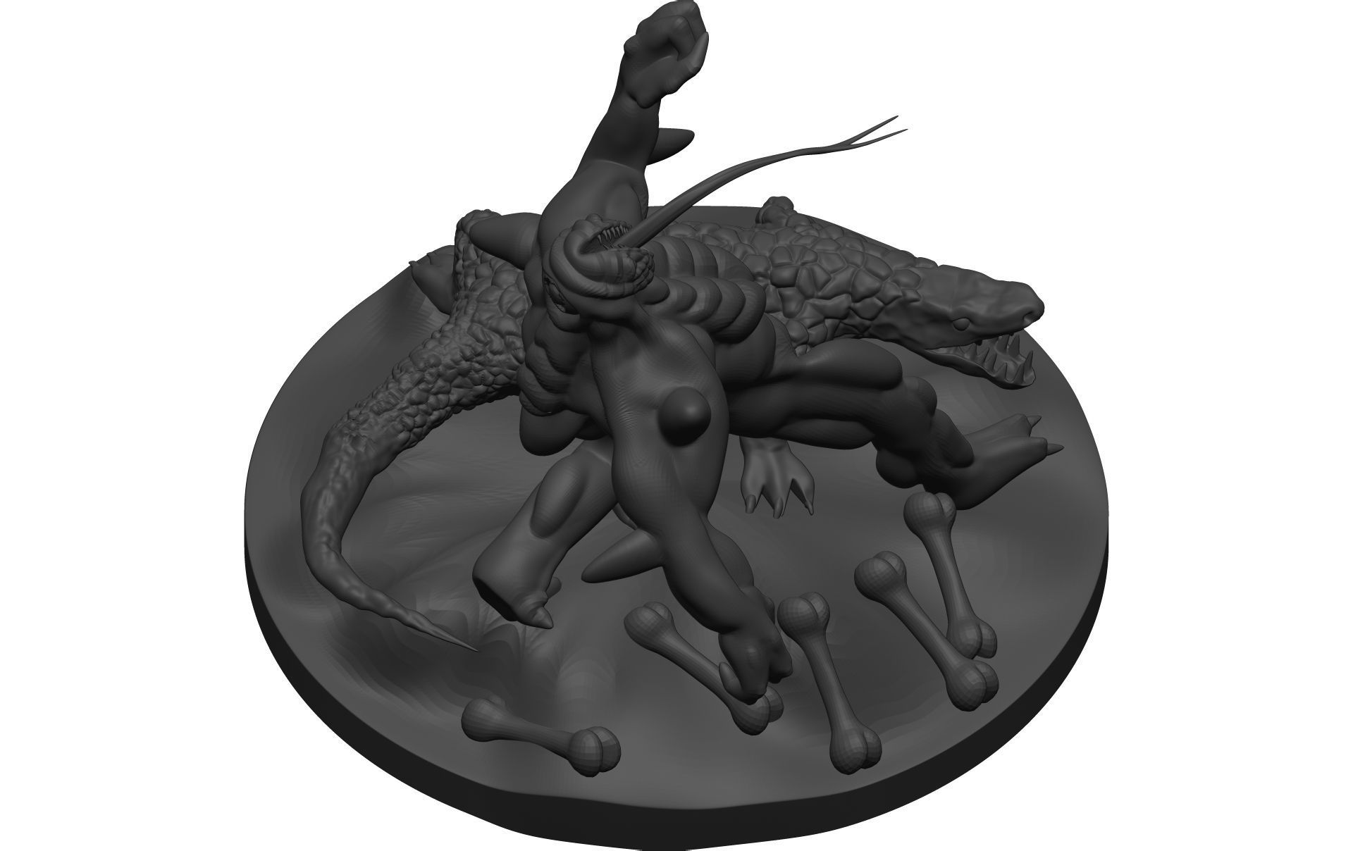 Monster figurine of man and crocodile 3D model_14