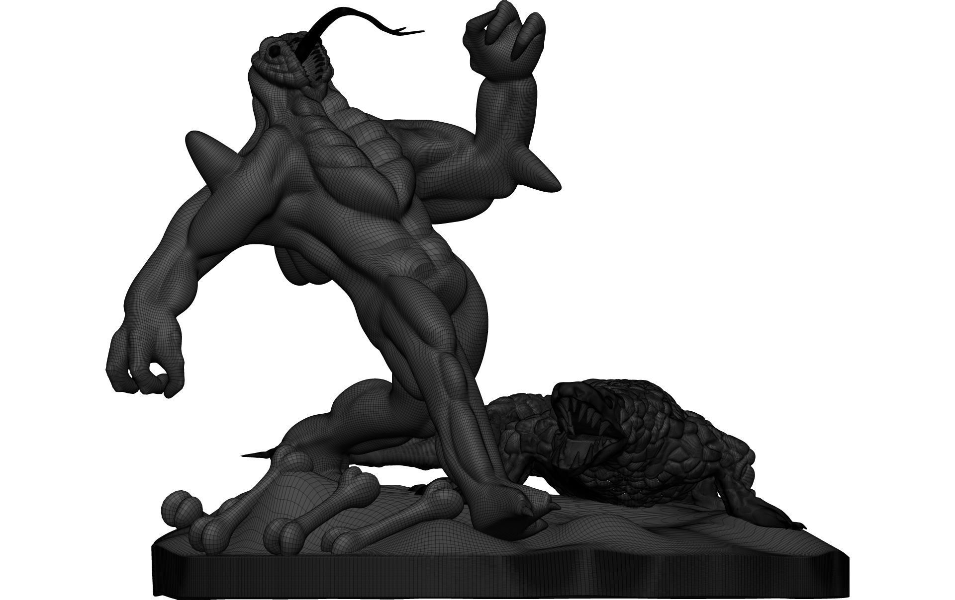 Monster figurine of man and crocodile 3D model_17