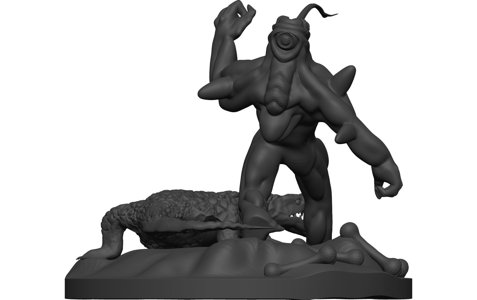 Monster figurine of man and crocodile 3D model_5