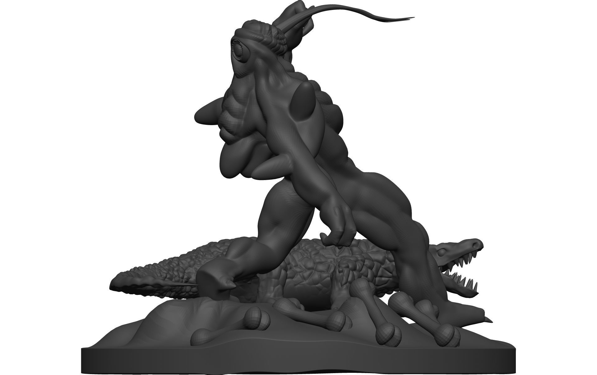 Monster figurine of man and crocodile 3D model_6