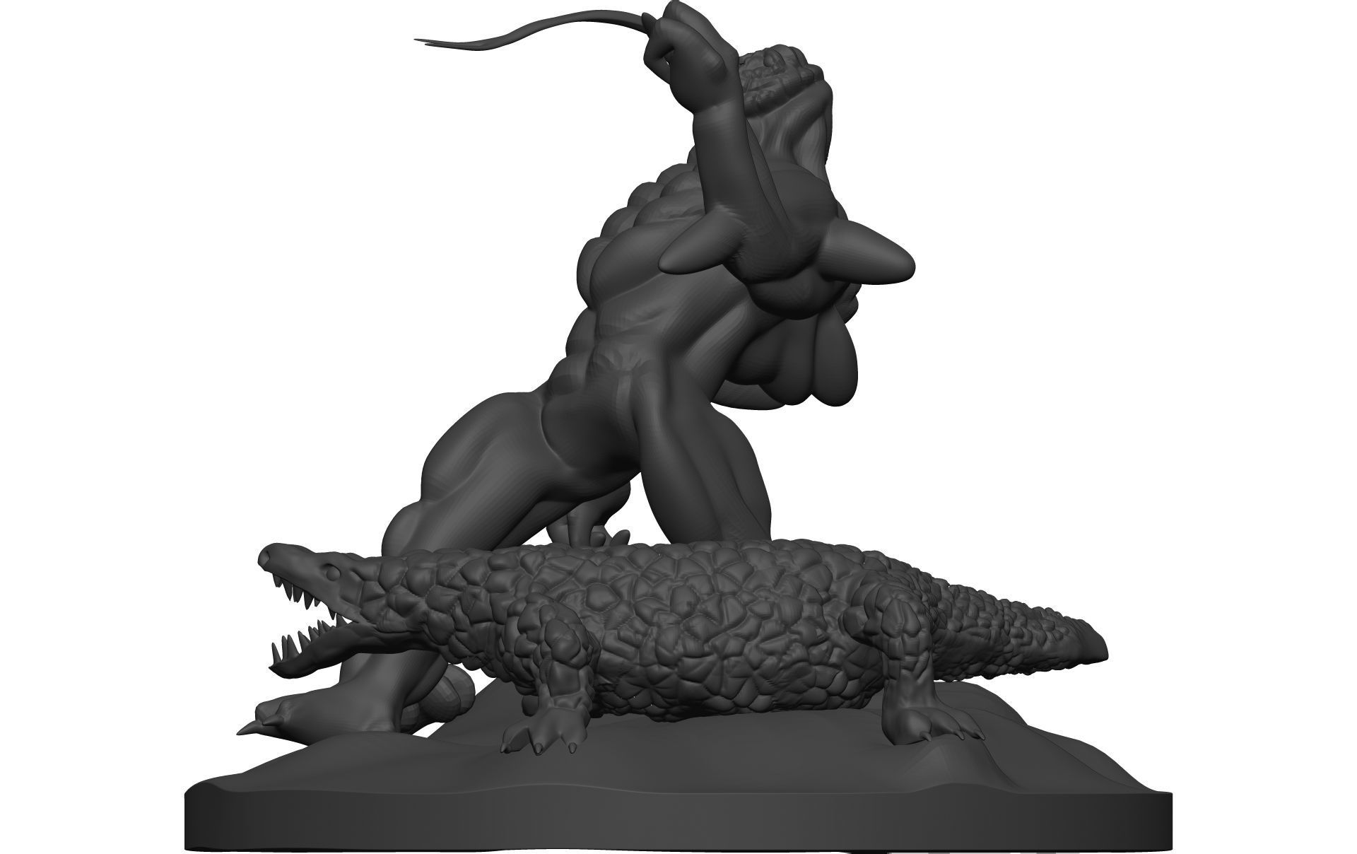 Monster figurine of man and crocodile 3D model_2