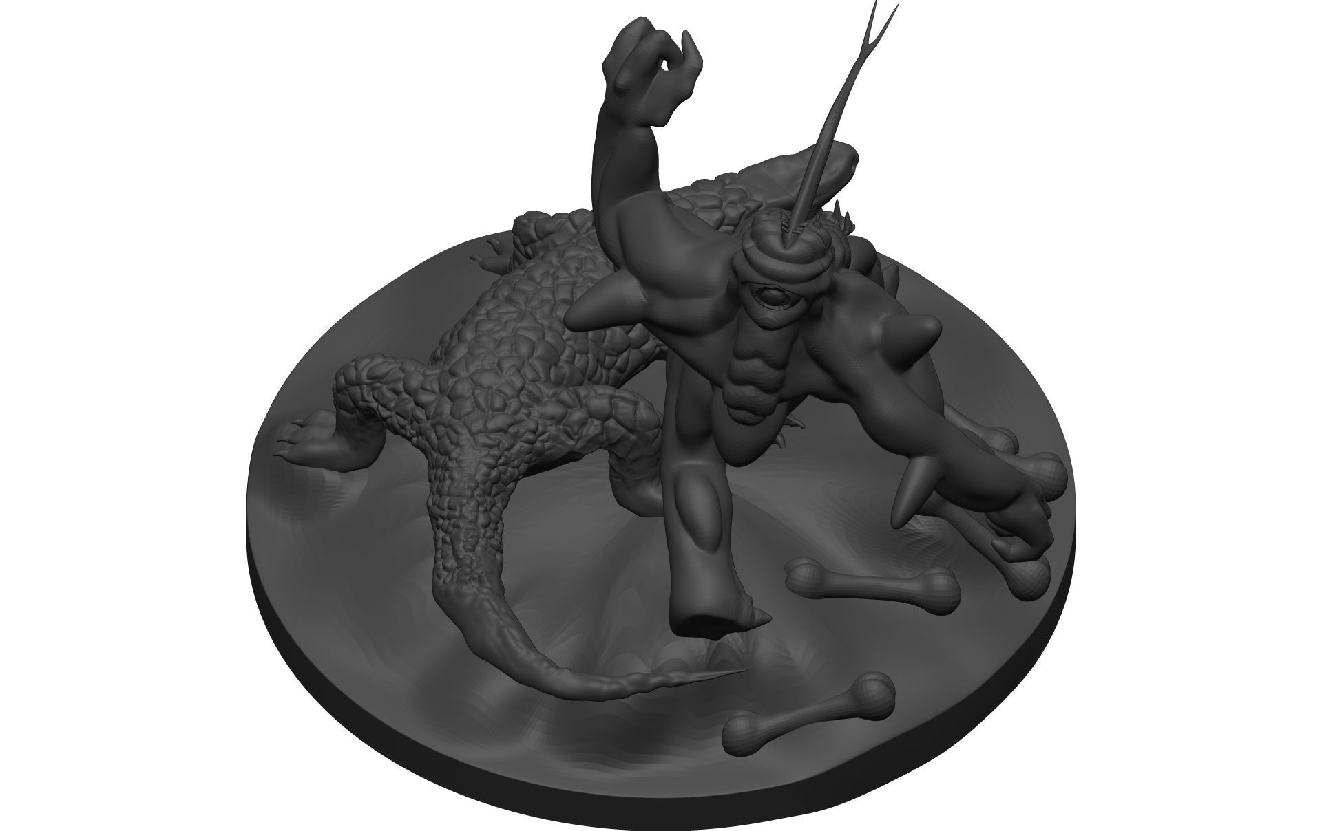 Monster figurine of man and crocodile 3D model_13