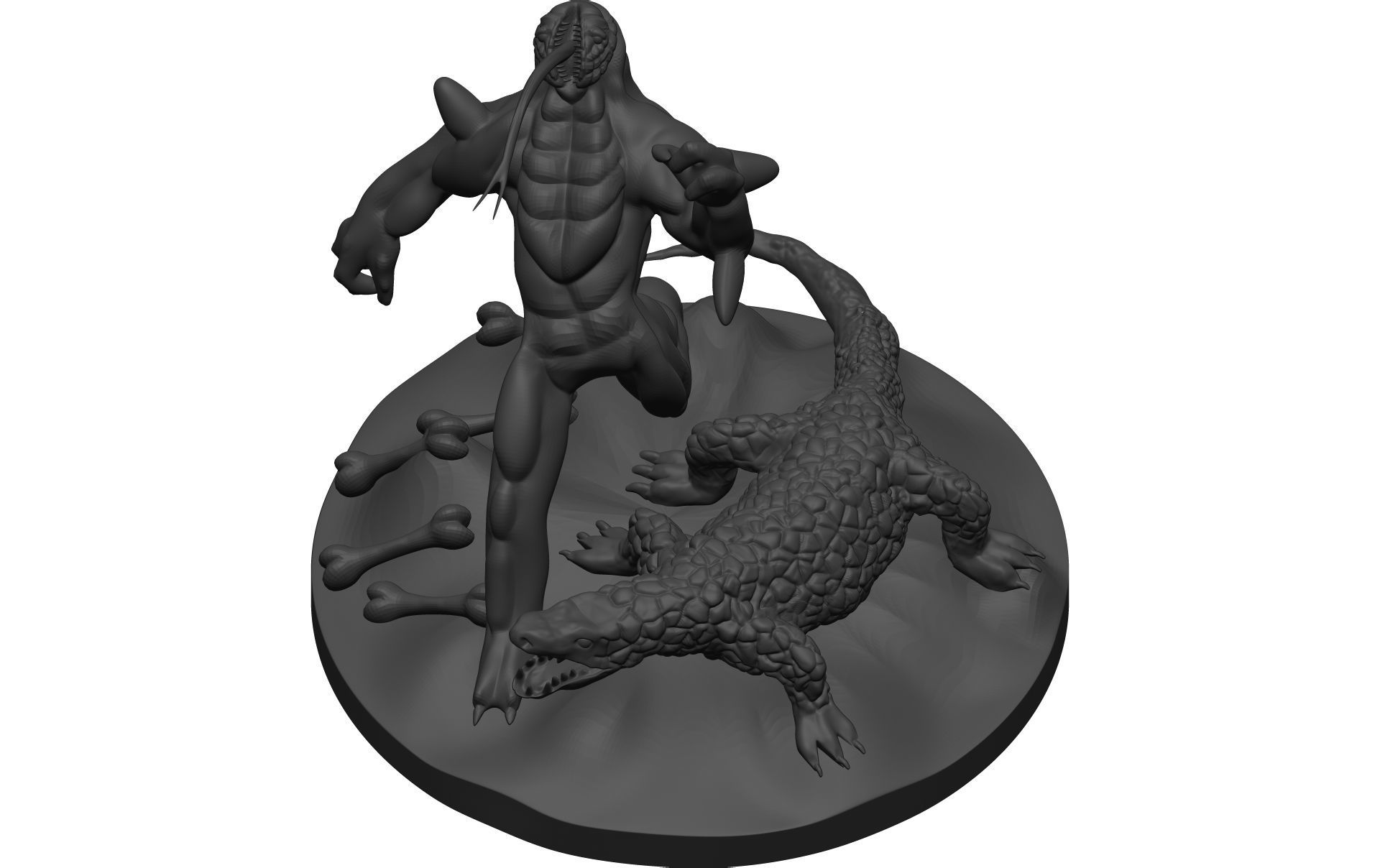 Monster figurine of man and crocodile 3D model_9