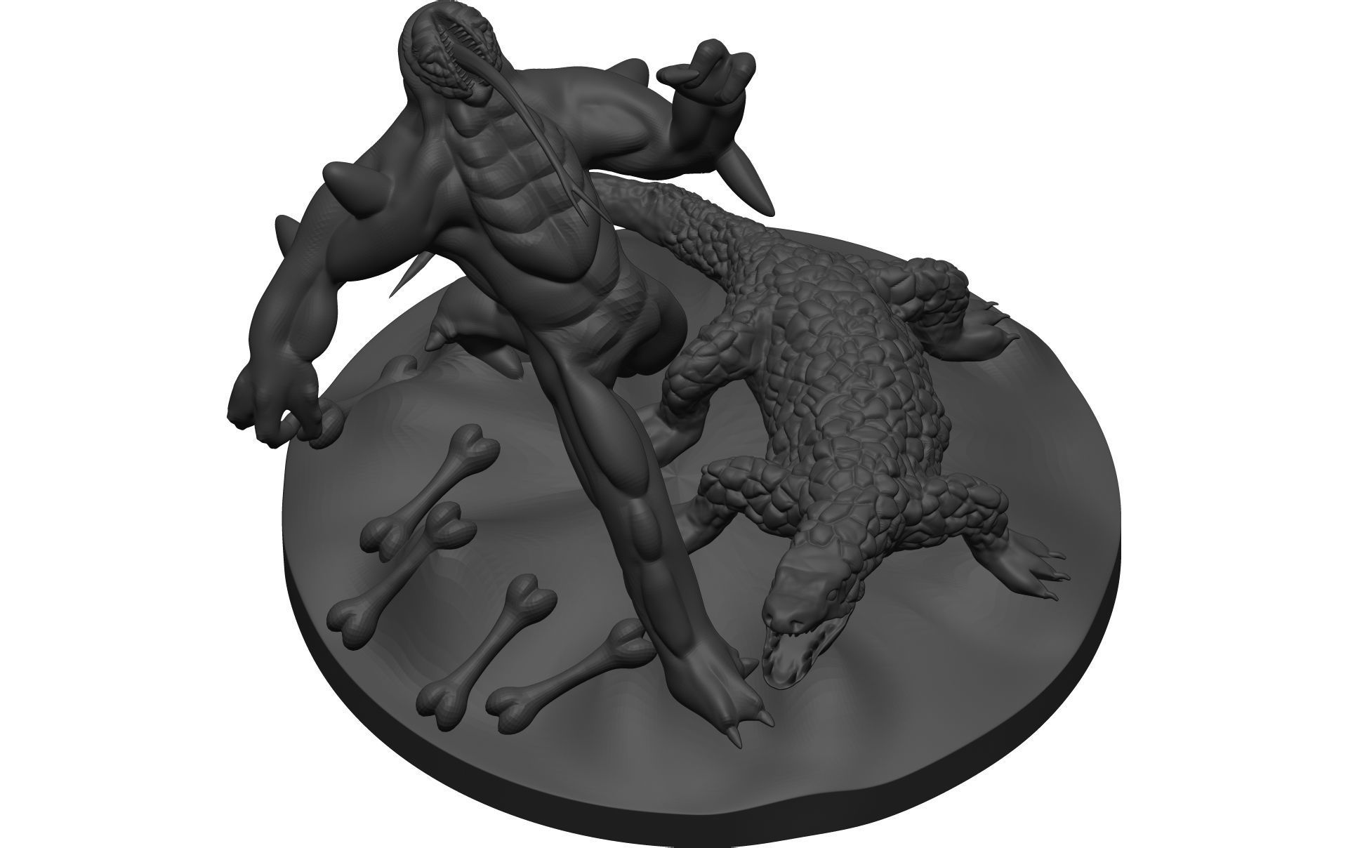 Monster figurine of man and crocodile 3D model_8