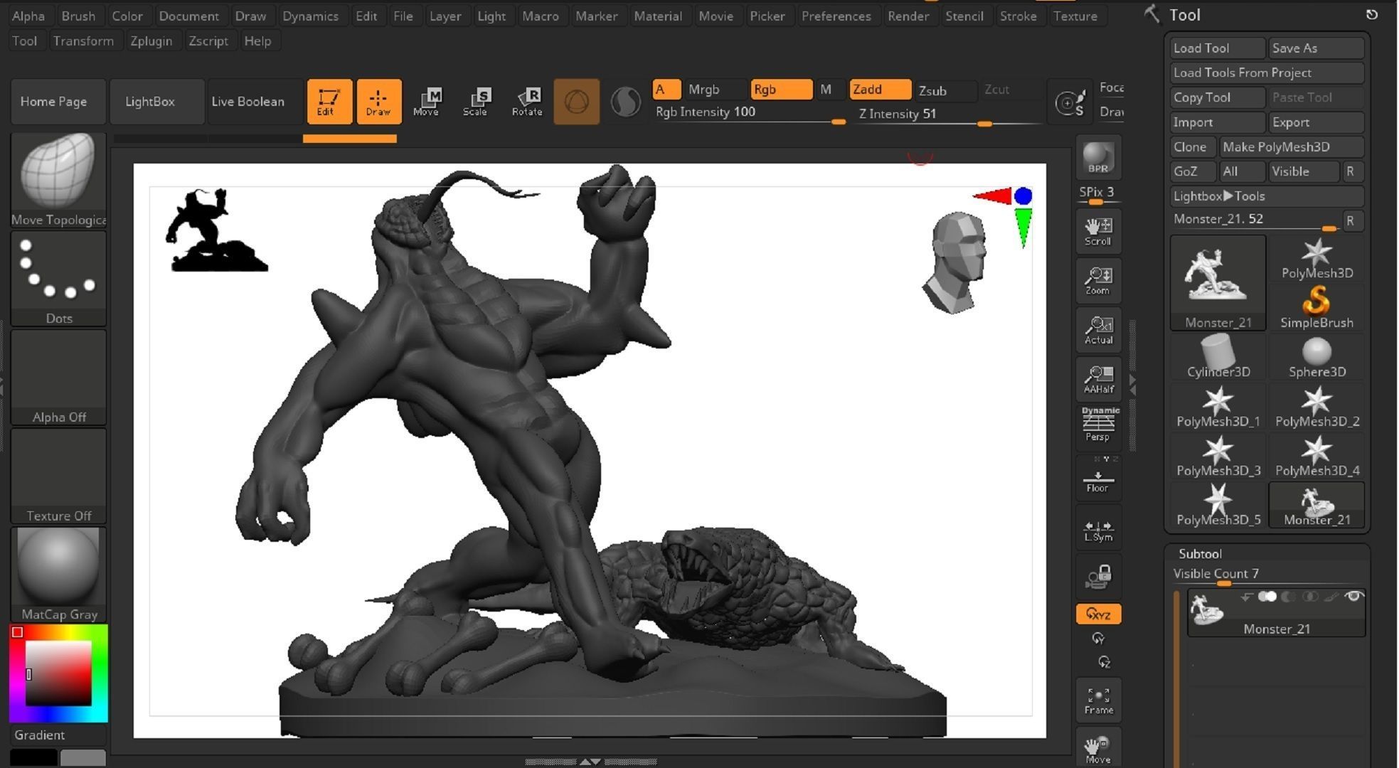 Monster figurine of man and crocodile 3D model_18