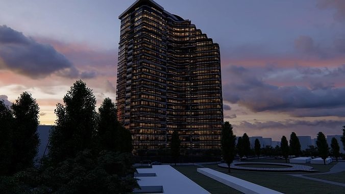 Residential Tower2 3D model 7