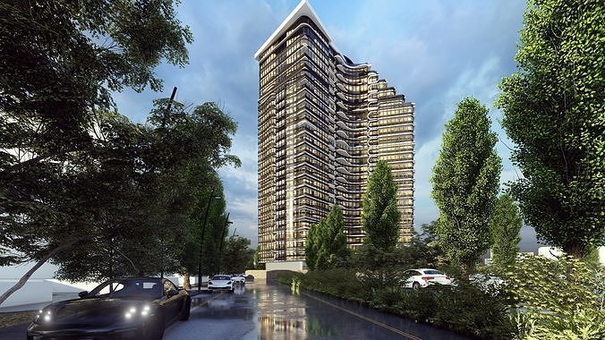 Residential Tower2 3D model 6